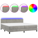 Sommier à lattes de lit avec matelas LED Gris clair 200x200 cm