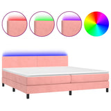 Sommier à lattes de lit avec matelas LED Rose 200x200cm Velours