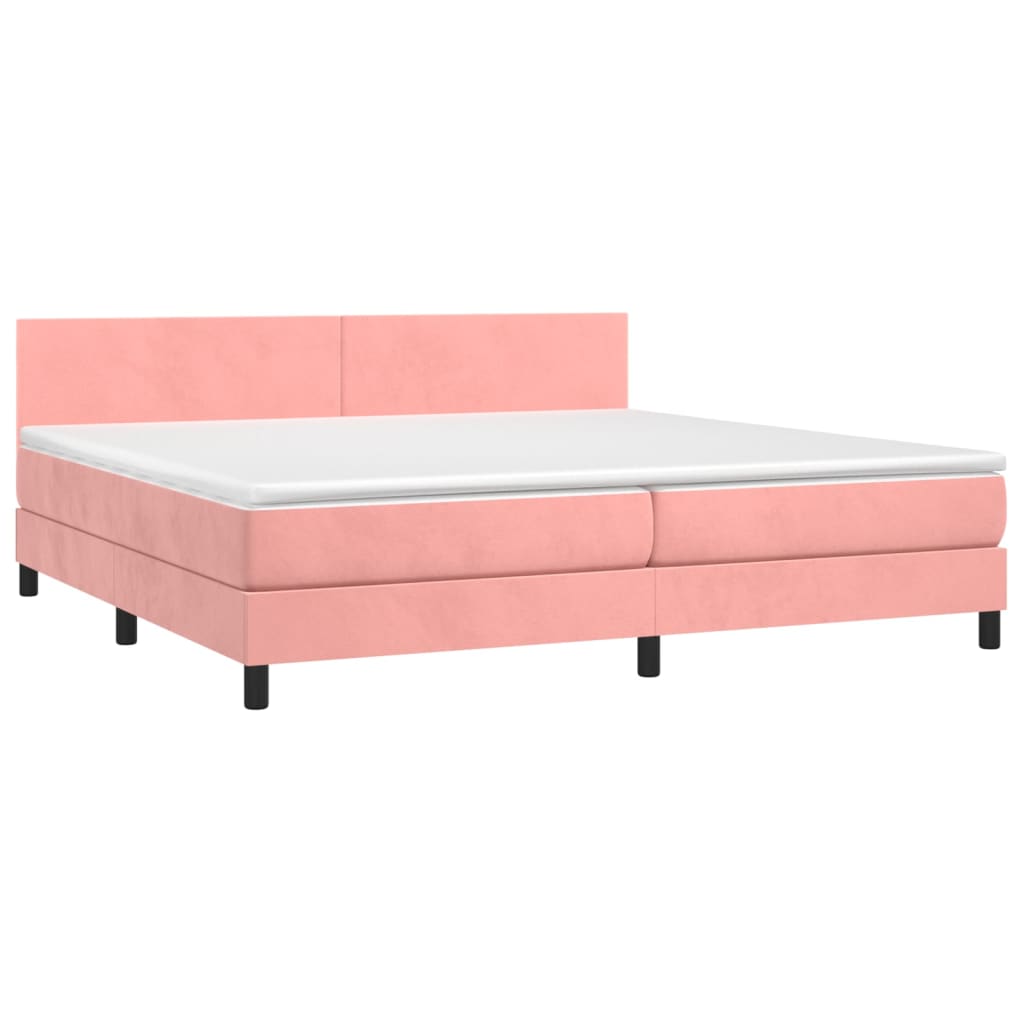 Sommier à lattes de lit avec matelas LED Rose 200x200cm Velours