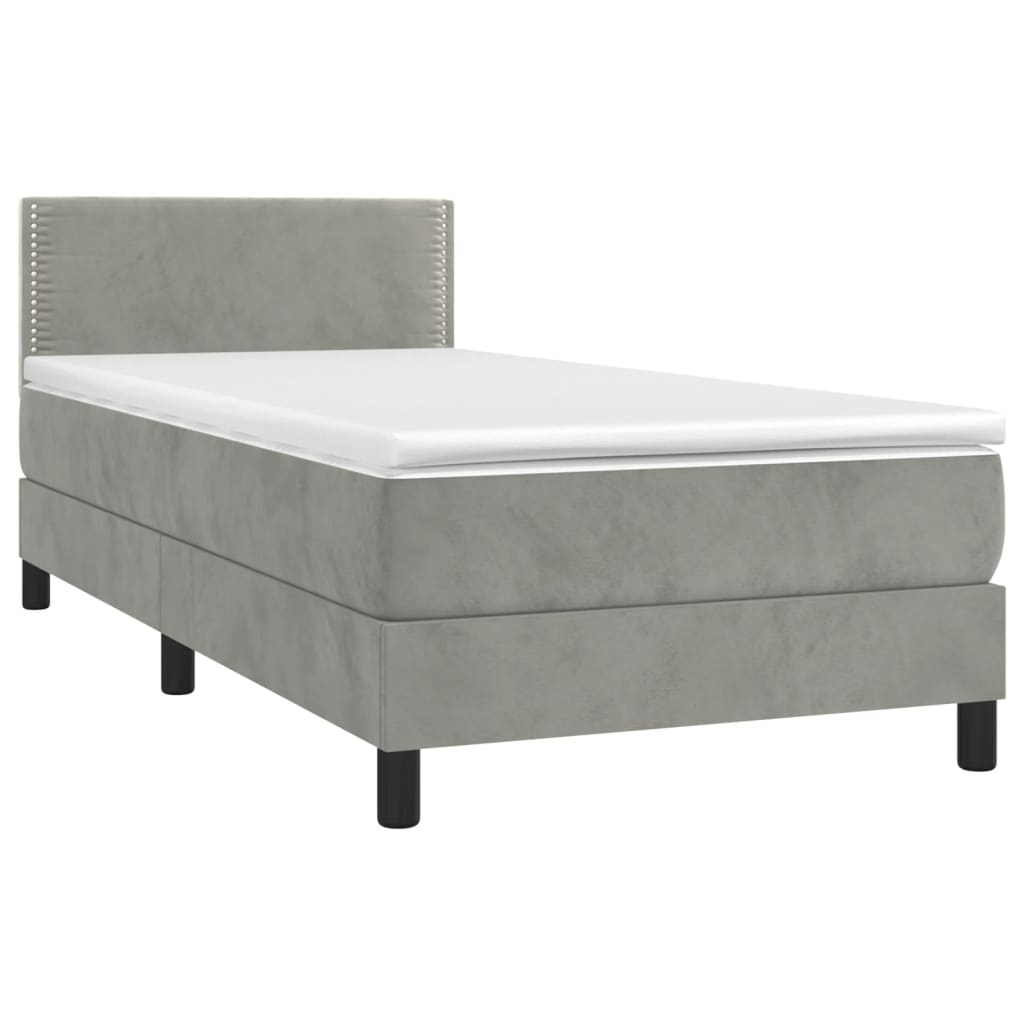 Sommier à lattes de lit avec matelas et LED Gris clair 80x200cm