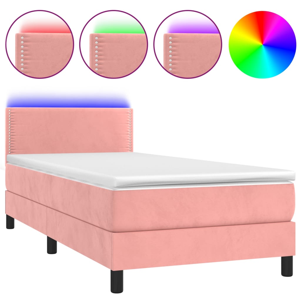 Sommier à lattes de lit avec matelas LED Rose 80x200 cm Velours