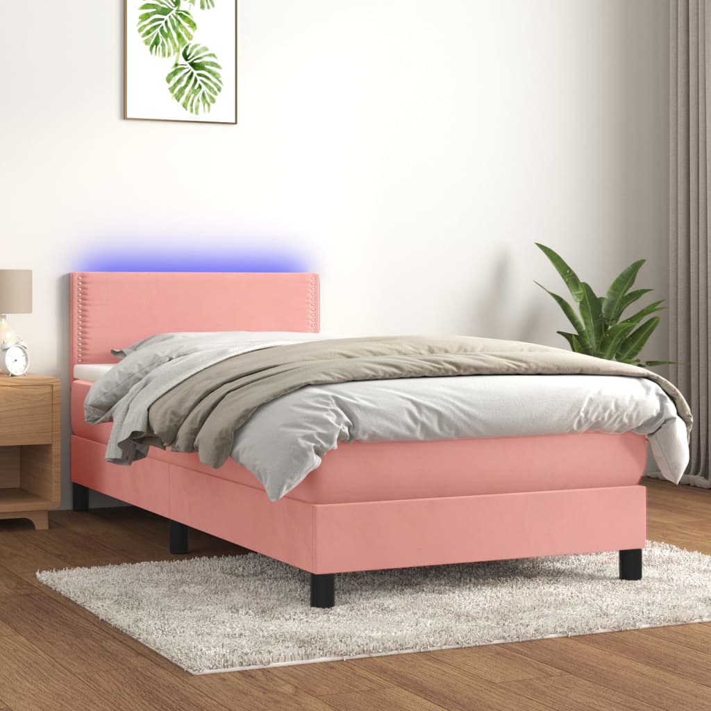 Sommier à lattes de lit avec matelas LED Rose 80x200 cm Velours