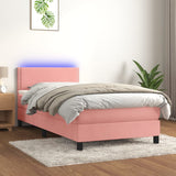 Sommier à lattes de lit avec matelas LED Rose 80x200 cm Velours