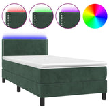 Sommier à lattes de lit avec matelas et LED Vert foncé 90x190cm