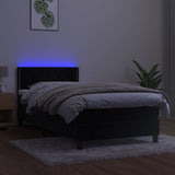 Sommier à lattes de lit avec matelas LED Noir 90x200 cm Velours