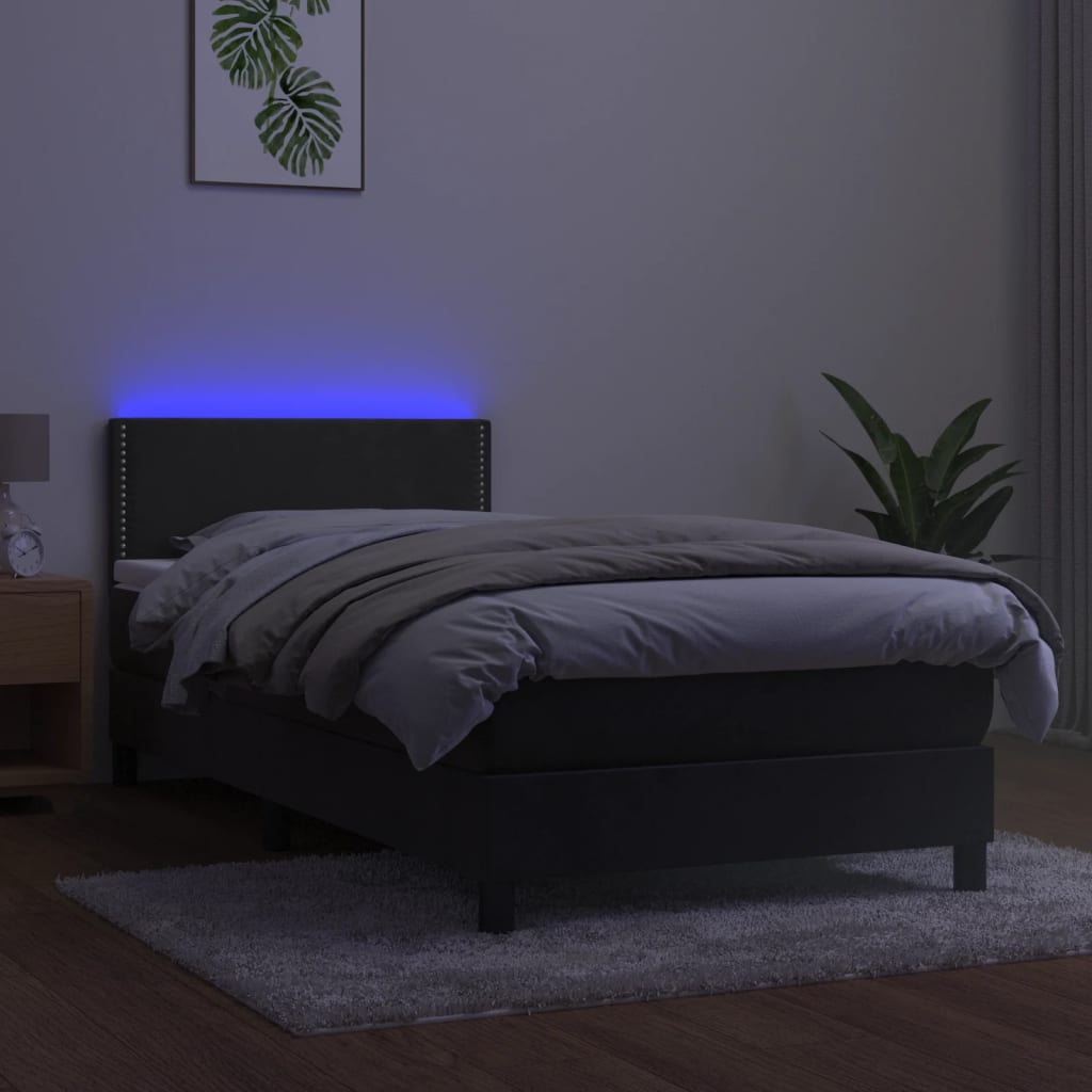 Sommier à lattes de lit avec matelas LED Gris foncé 100x200 cm