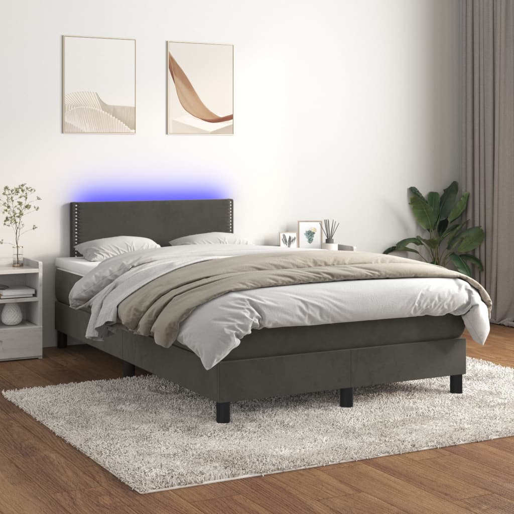 Sommier à lattes de lit avec matelas LED Gris foncé 120x200 cm