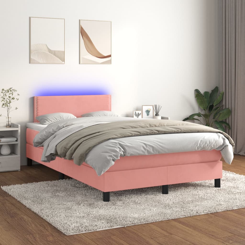 Sommier à lattes de lit avec matelas LED Rose 120x200cm Velours