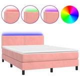 Sommier à lattes de lit avec matelas LED Rose 140x190cm Velours