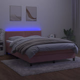 Sommier à lattes de lit avec matelas LED Rose 140x190cm Velours