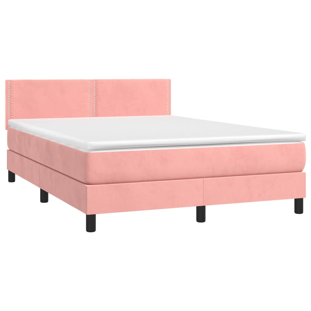 Sommier à lattes de lit avec matelas LED Rose 140x190cm Velours