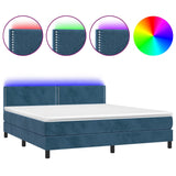 Sommier à lattes de lit avec matelas LED Bleu foncé 160x200 cm