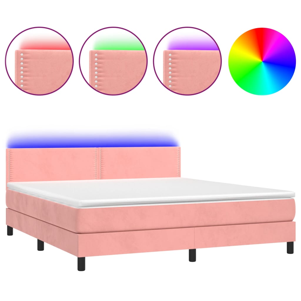 Sommier à lattes de lit avec matelas LED Rose 160x200 cm