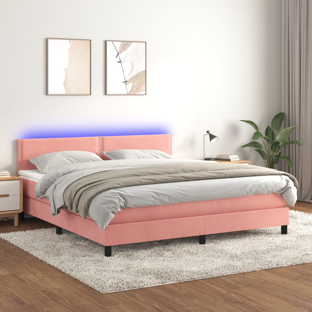 Sommier à lattes de lit avec matelas LED Rose 180x200 cm