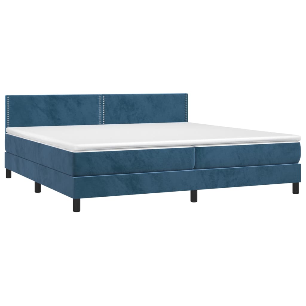 Sommier à lattes de lit avec matelas LED Bleu foncé 200x200 cm