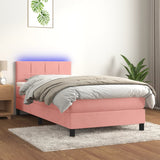 Sommier à lattes de lit avec matelas et LED Rose 90x190 cm