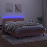 Sommier à lattes de lit avec matelas et LED Rose 140x190 cm