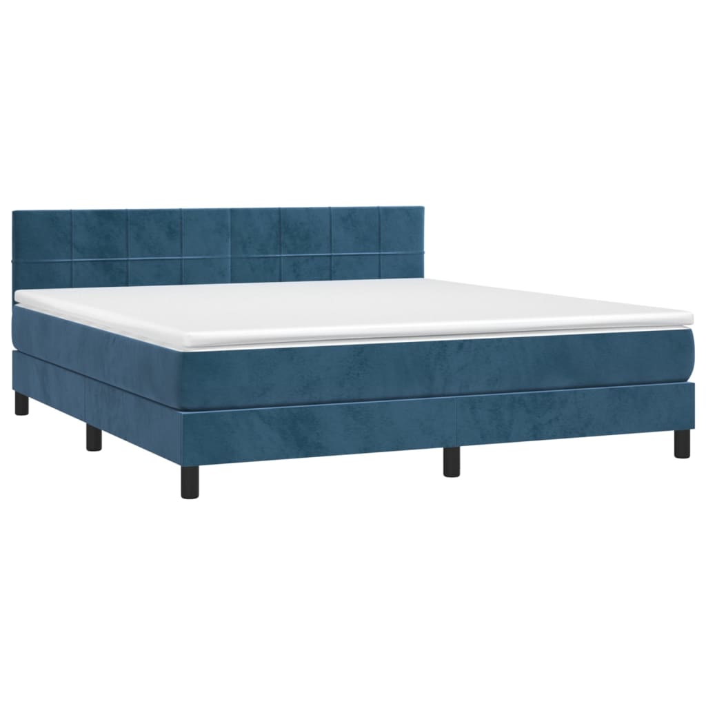 Sommier à lattes de lit avec matelas LED Bleu foncé 160x200 cm