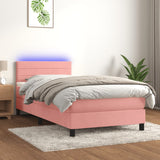 Sommier à lattes de lit avec matelas et LED Rose 90x200 cm