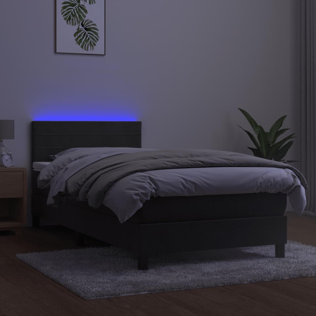 Sommier à lattes de lit avec matelas LED Gris foncé 100x200 cm