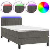 Sommier à lattes de lit avec matelas LED Gris foncé 100x200 cm