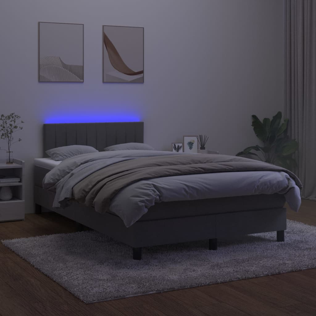 Sommier à lattes de lit avec matelas LED Gris foncé 120x200 cm