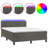 Sommier à lattes de lit avec matelas LED Gris foncé 140x190 cm