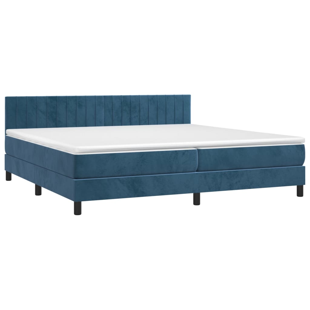 Sommier à lattes de lit avec matelas LED Bleu foncé 200x200 cm