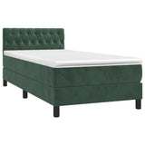 Sommier à lattes de lit avec matelas et LED Vert foncé 90x190cm