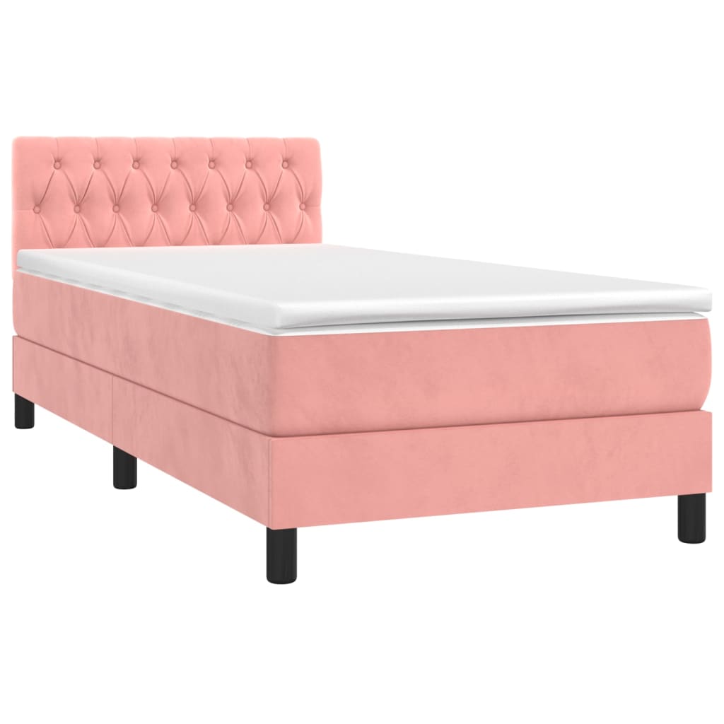 Sommier à lattes de lit avec matelas et LED Rose 90x200 cm