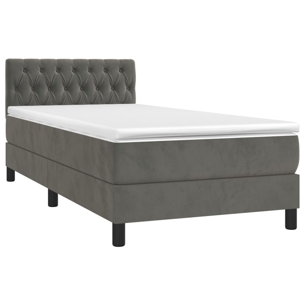 Sommier à lattes de lit avec matelas LED Gris foncé 100x200 cm