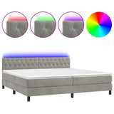 Sommier à lattes de lit avec matelas LED Gris clair 200x200 cm