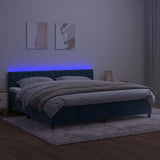 Sommier à lattes de lit avec matelas LED Bleu foncé 200x200 cm