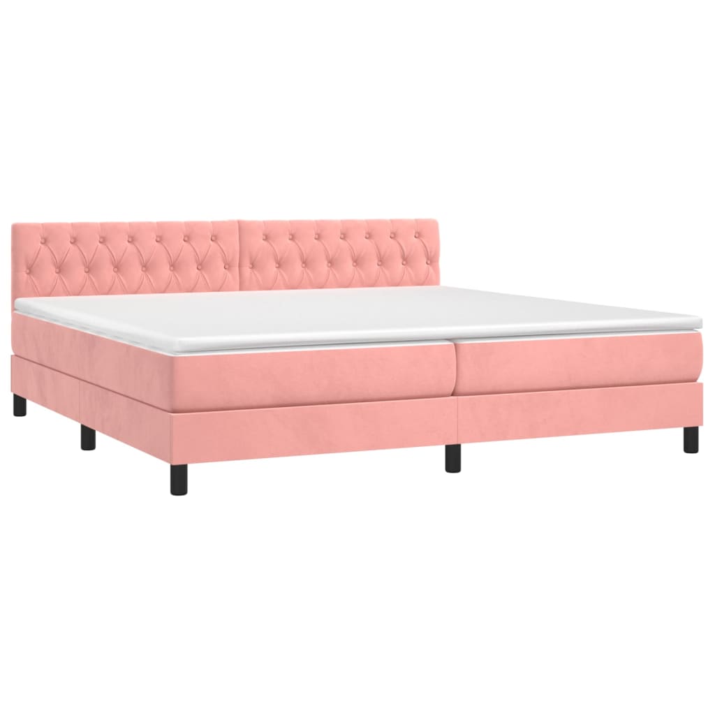 Sommier à lattes de lit avec matelas et LED Rose 200x200 cm