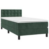 Sommier à lattes de lit avec matelas et LED Vert foncé 90x200cm