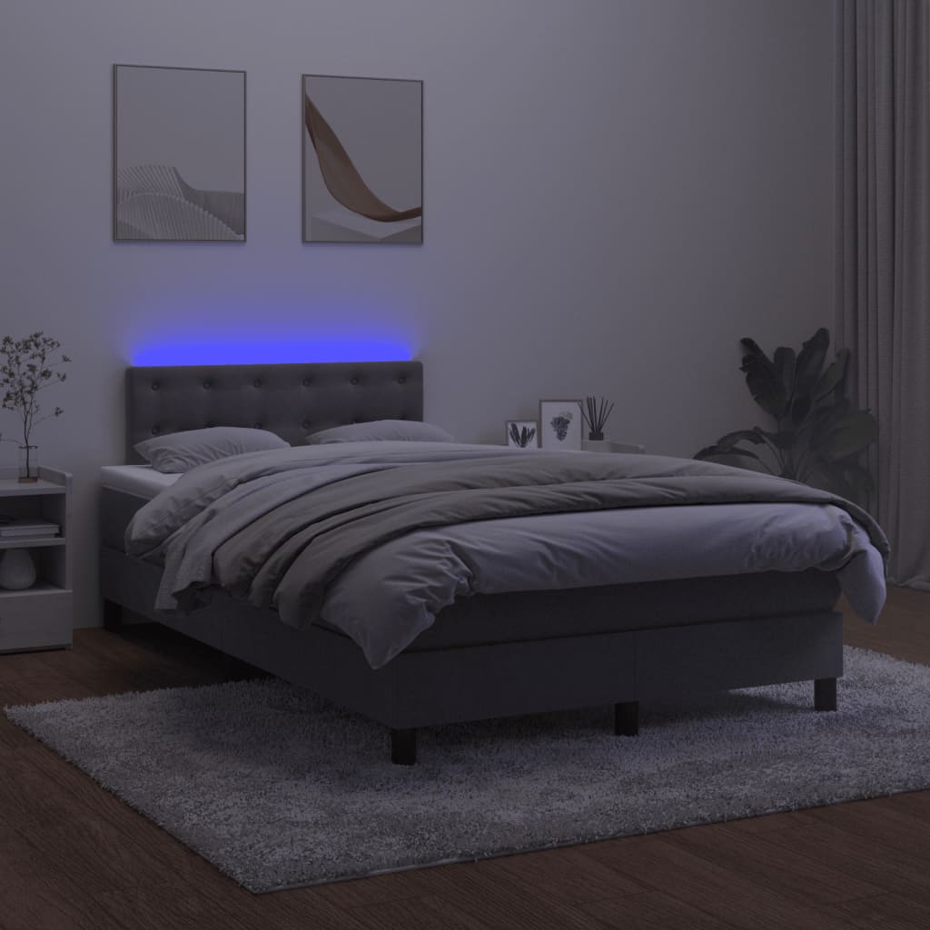 Sommier à lattes de lit avec matelas LED Gris foncé 120x200 cm