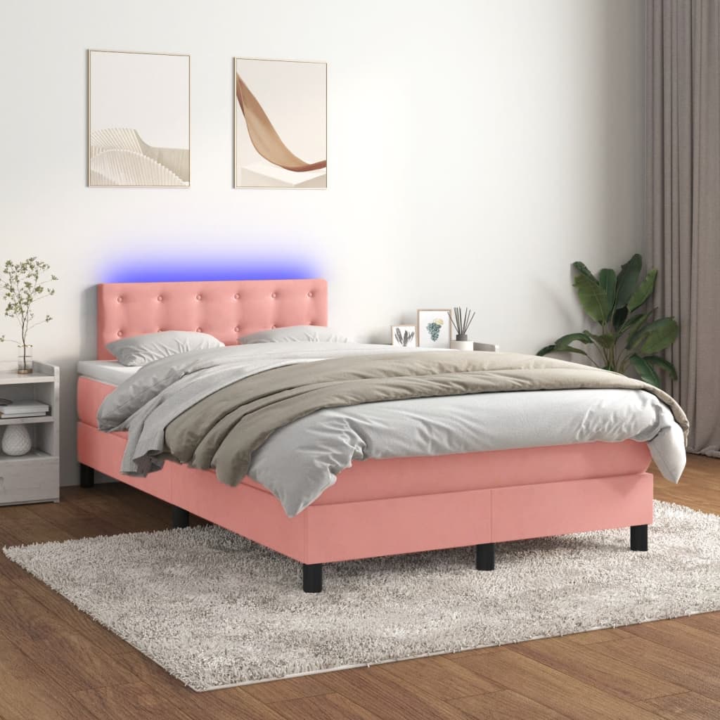 Sommier à lattes de lit avec matelas et LED Rose 120x200cm