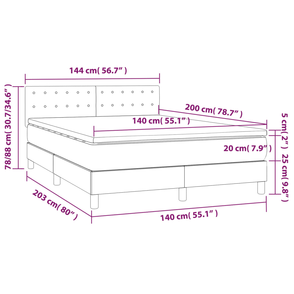 Sommier à lattes de lit matelas et LED Vert foncé 140x200 cm