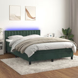 Sommier à lattes de lit matelas et LED Vert foncé 140x200 cm