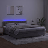 Sommier à lattes de lit matelas et LED Gris clair 180x200 cm