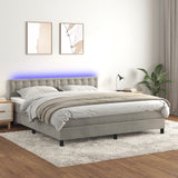 Sommier à lattes de lit matelas et LED Gris clair 180x200 cm