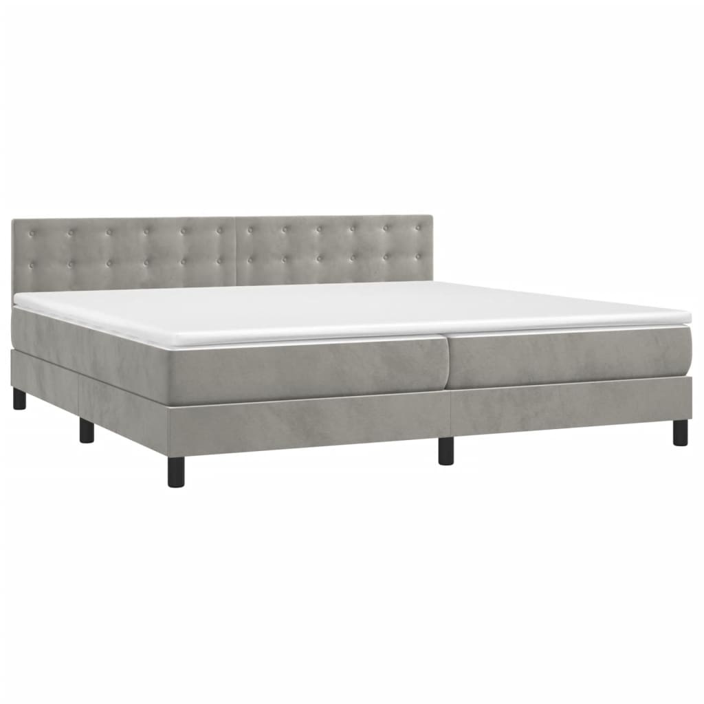 Sommier à lattes de lit matelas et LED Gris clair 200x200 cm