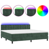 Sommier à lattes de lit matelas et LED Vert foncé 200x200 cm