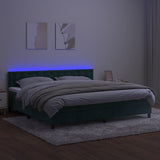 Sommier à lattes de lit matelas et LED Vert foncé 200x200 cm