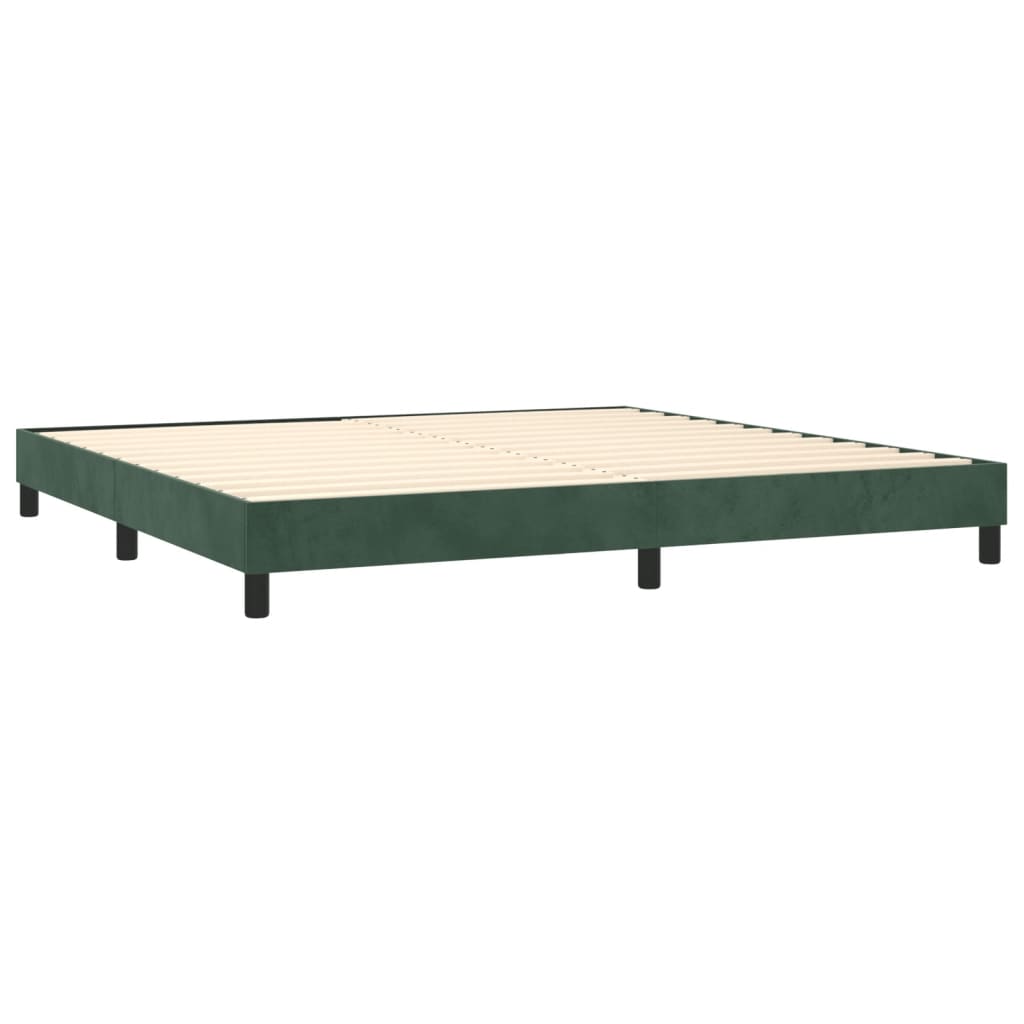 Sommier à lattes de lit matelas et LED Vert foncé 200x200 cm