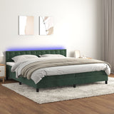 Sommier à lattes de lit matelas et LED Vert foncé 200x200 cm