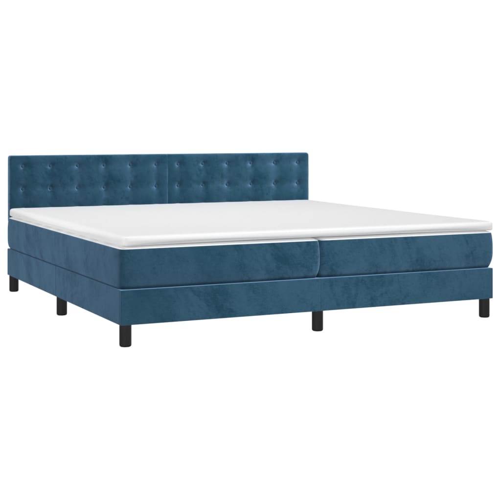 Sommier à lattes de lit matelas et LED Bleu foncé 200x200 cm