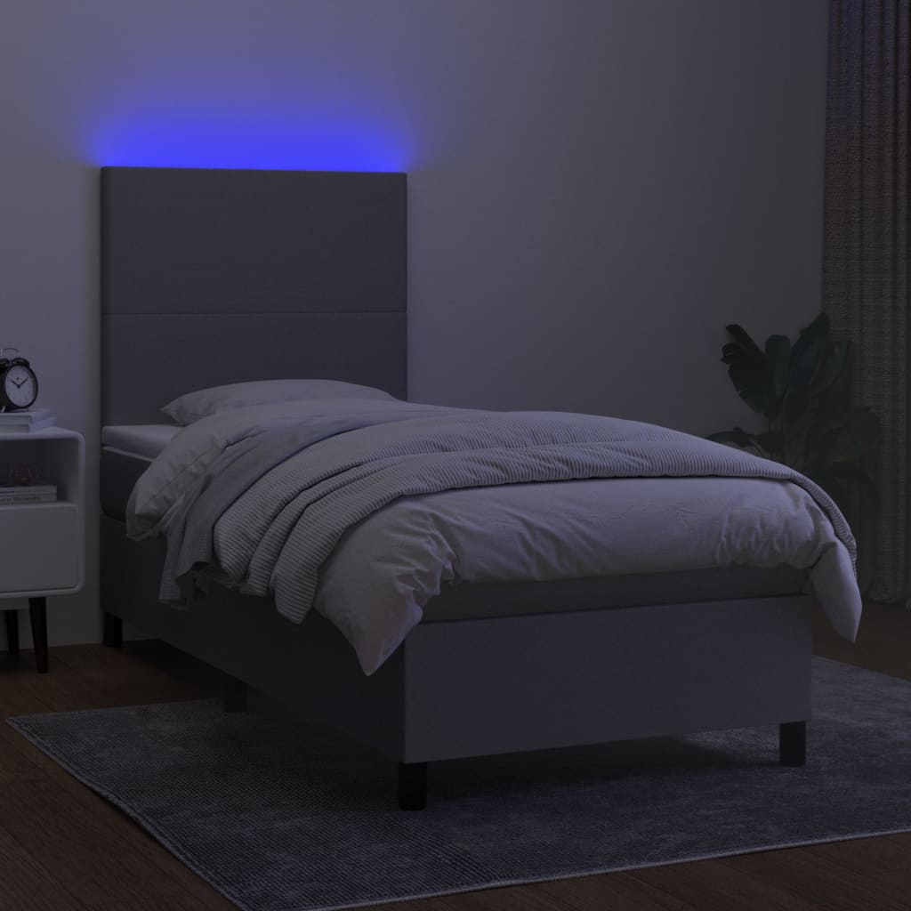 Sommier à lattes de lit avec matelas et LED Gris clair 80x200cm