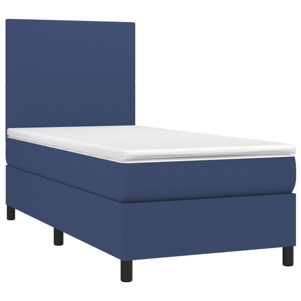 Sommier à lattes de lit avec matelas et LED Bleu 80x200cm Tissu