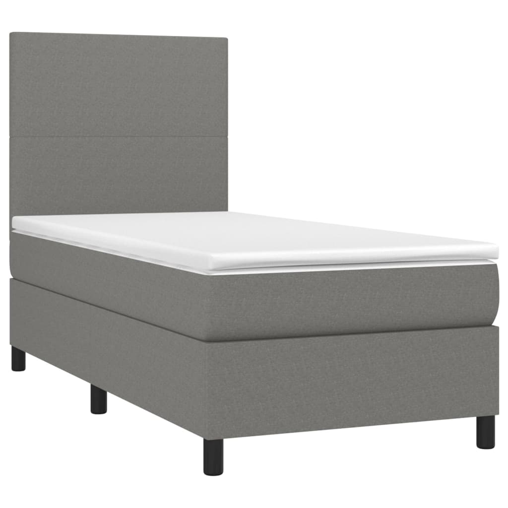 Sommier à lattes de lit avec matelas et LED Gris foncé 90x200cm